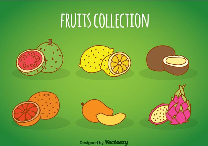 Colección de dibujos animados de frutas vector