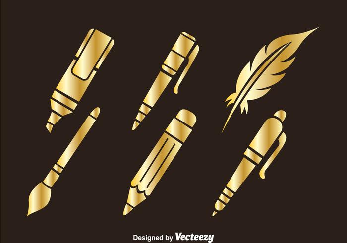 Stationary Golden Icons vector