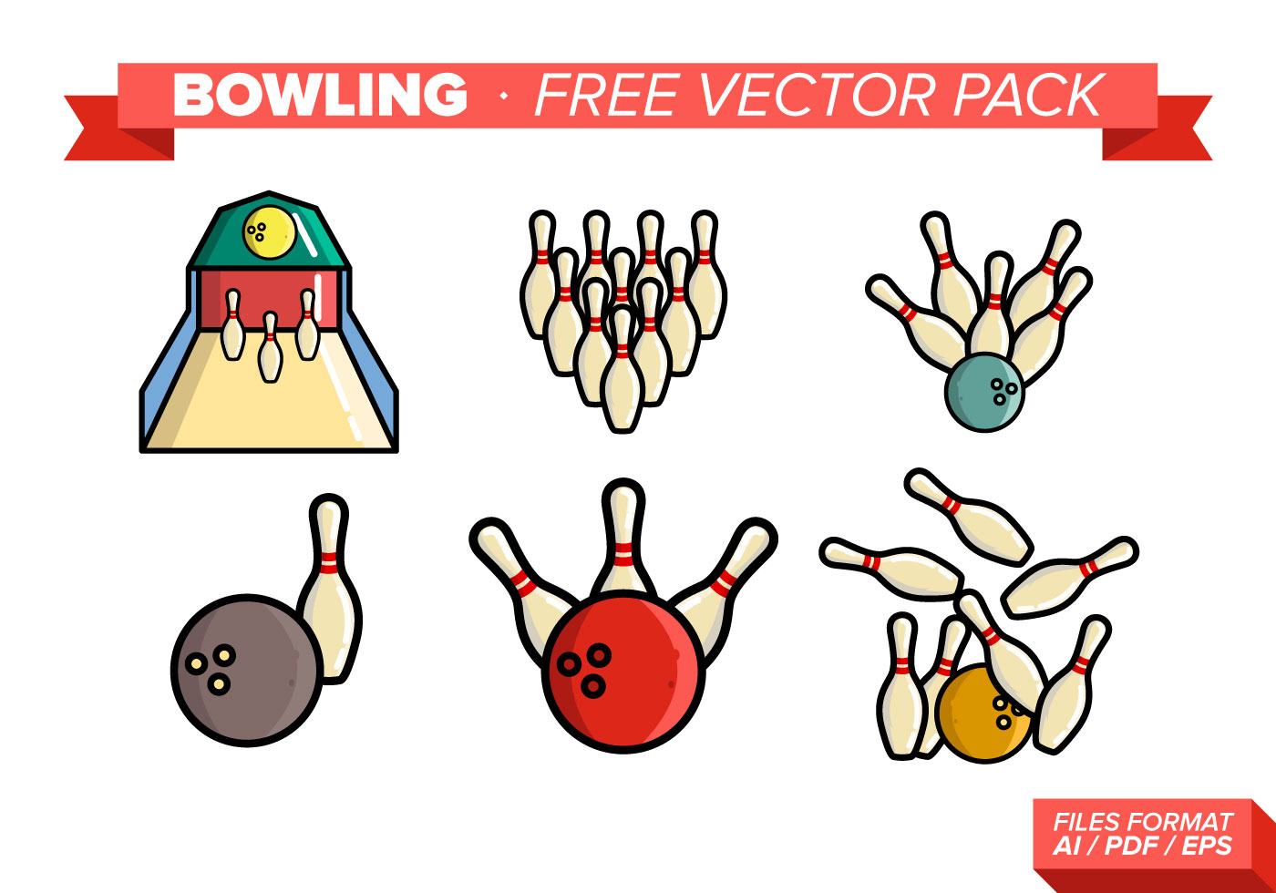 Bowling Free Vector Pack - Download Free Vectors, Clipart Graphics