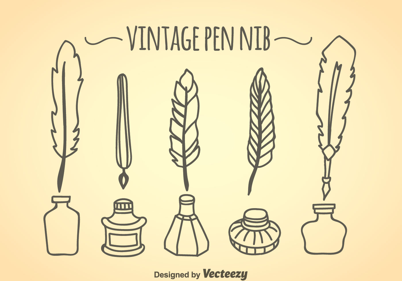 Vintage Pen Nib Collection Download Free Vector Art, Stock Graphics