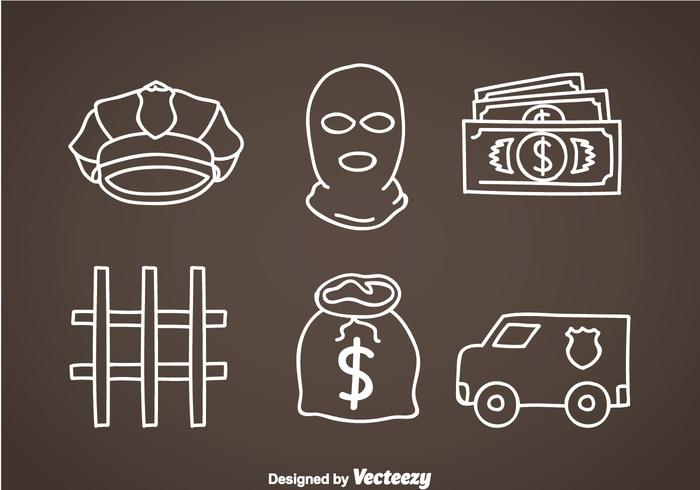 Bank Robber Element Icons vector