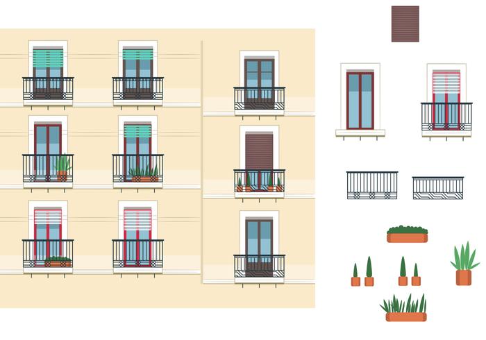 Windows and Balcony Vectors Windows and Balcony Vectors