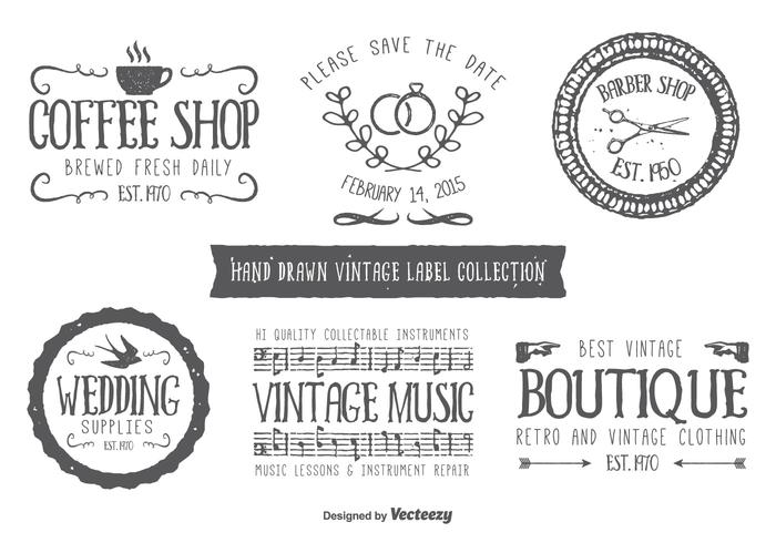 Hand Drawn Style Typographic Labels vector