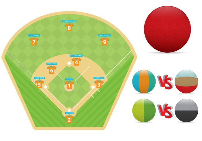 Kickball Field And Balls vector