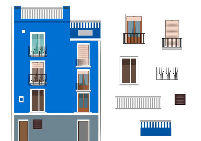 Vector Blue Building in Spain Vector Blue Building in Spain