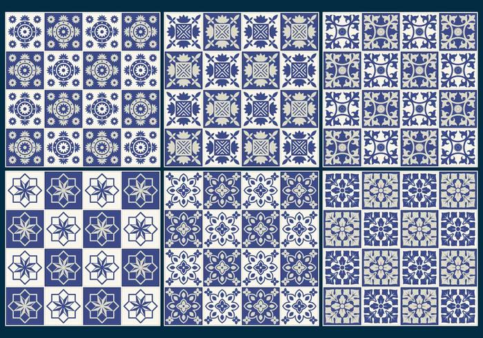 Blue Tiles Pattern Vectors