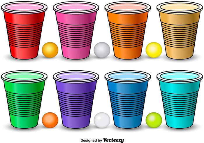 Colorful Beer Pong Elements vector