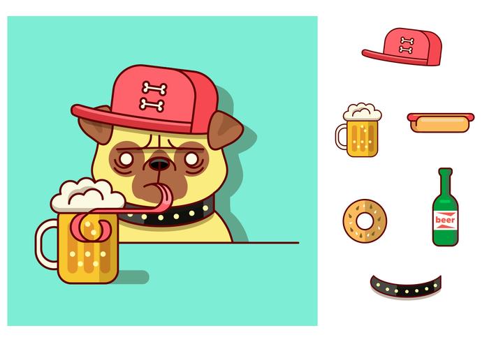 Pug Drinking Vector Pug Drinking Vector