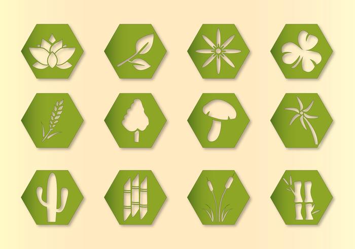 Hex vector plantas iconos