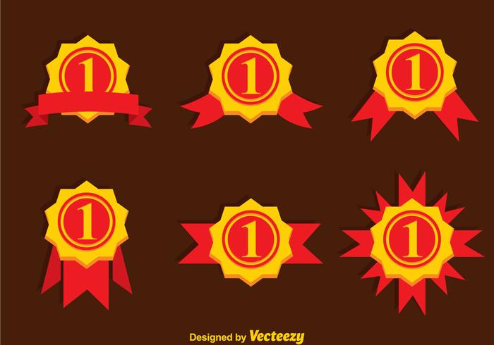 First Place Ribbon Gold Icons vector