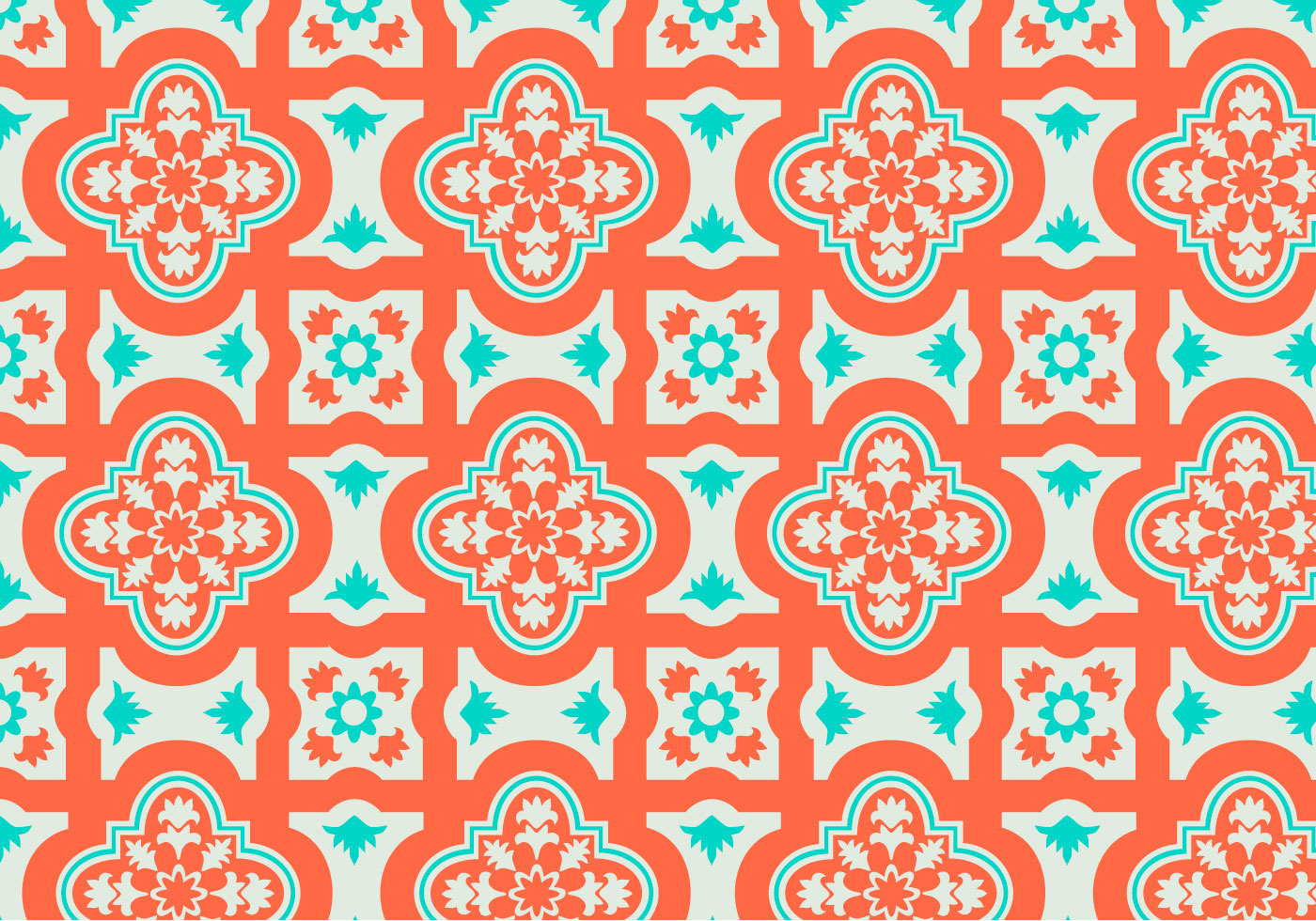 Orange and Teal Moroccan Pattern Background Vector - Download Free