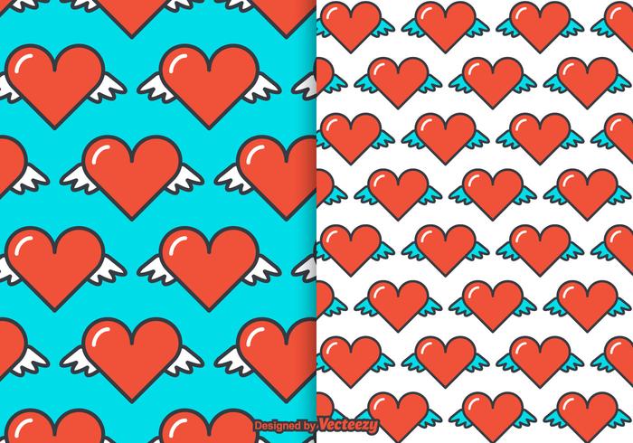 Heart Wings Vector Pattern