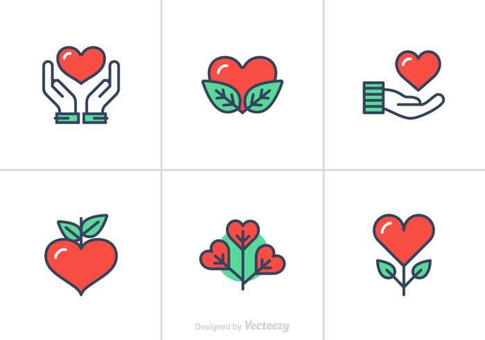 Heart Flat Linear Vector Icons