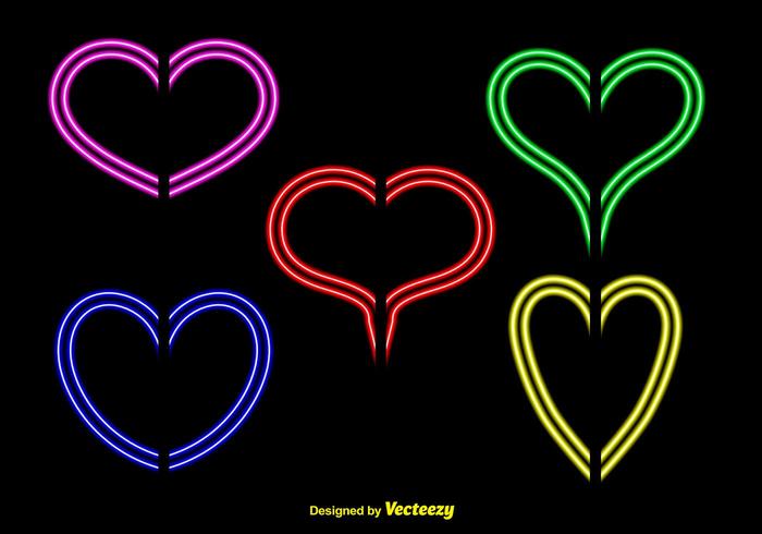 Neon Lights Hearts Vectors