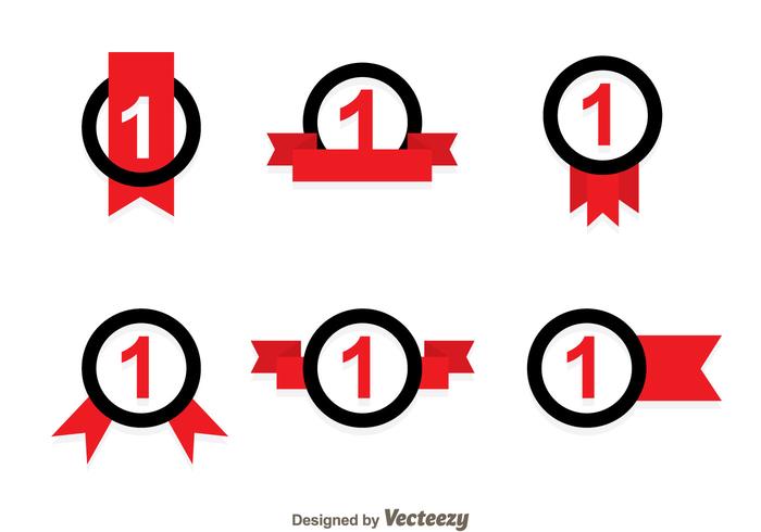 First Place Ribbon Black And Red Icons vector