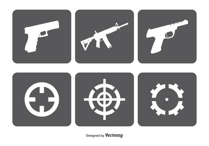 Fire Arms nad Target Vector Icon Set Fire Arms nad Target Vector Icon Set
