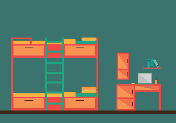 Free Bunk Bed Room Vector Illustration