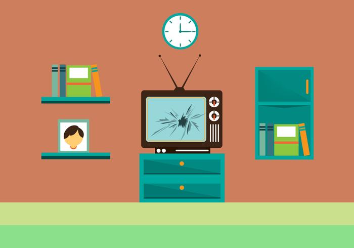 Libre Cracked pantalla de TV Vector Ilustration