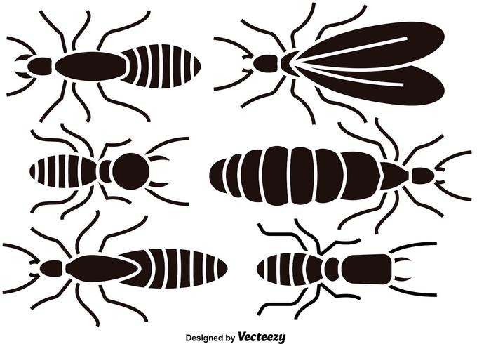 Siluetas de termitas negras vector