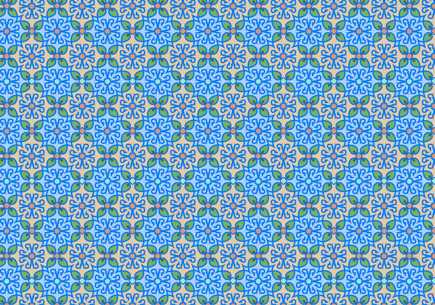 Blue Floral Mosaic Pattern  Download Free Vector Art 