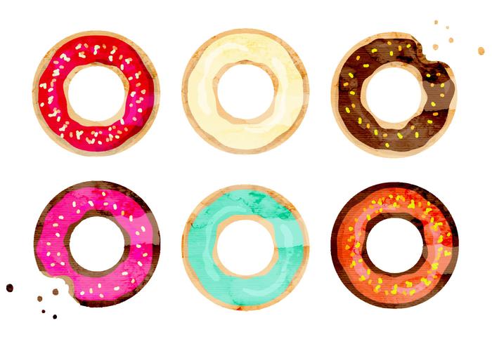 Vector Watercolor Donuts 