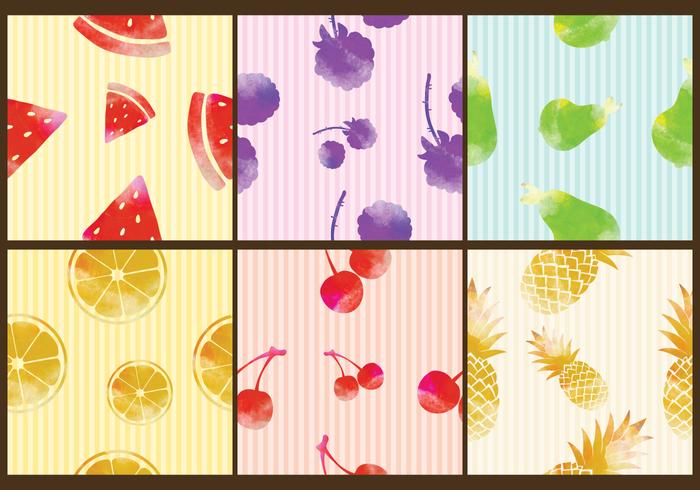 Watercolor Fruit Patterns vector