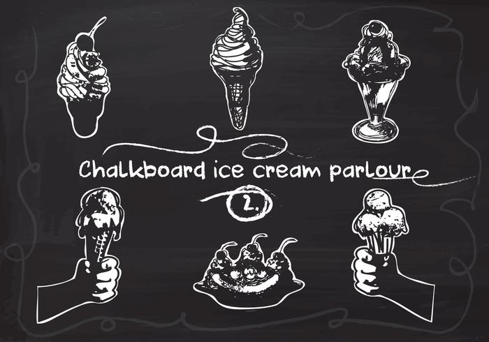 Free Hand Drawn Ice Cream conjunto en la pizarra vector de fondo