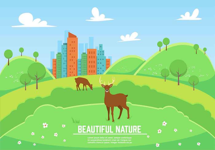 Free Vector Landscape With Deers