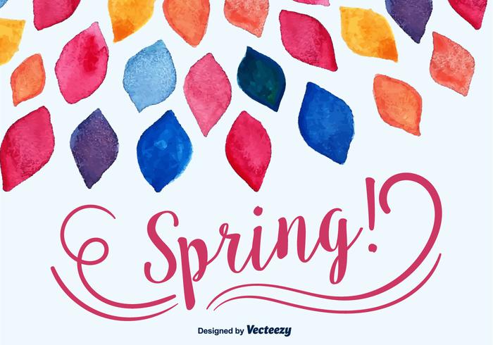 Watercolored Spring Leaves Vector Background