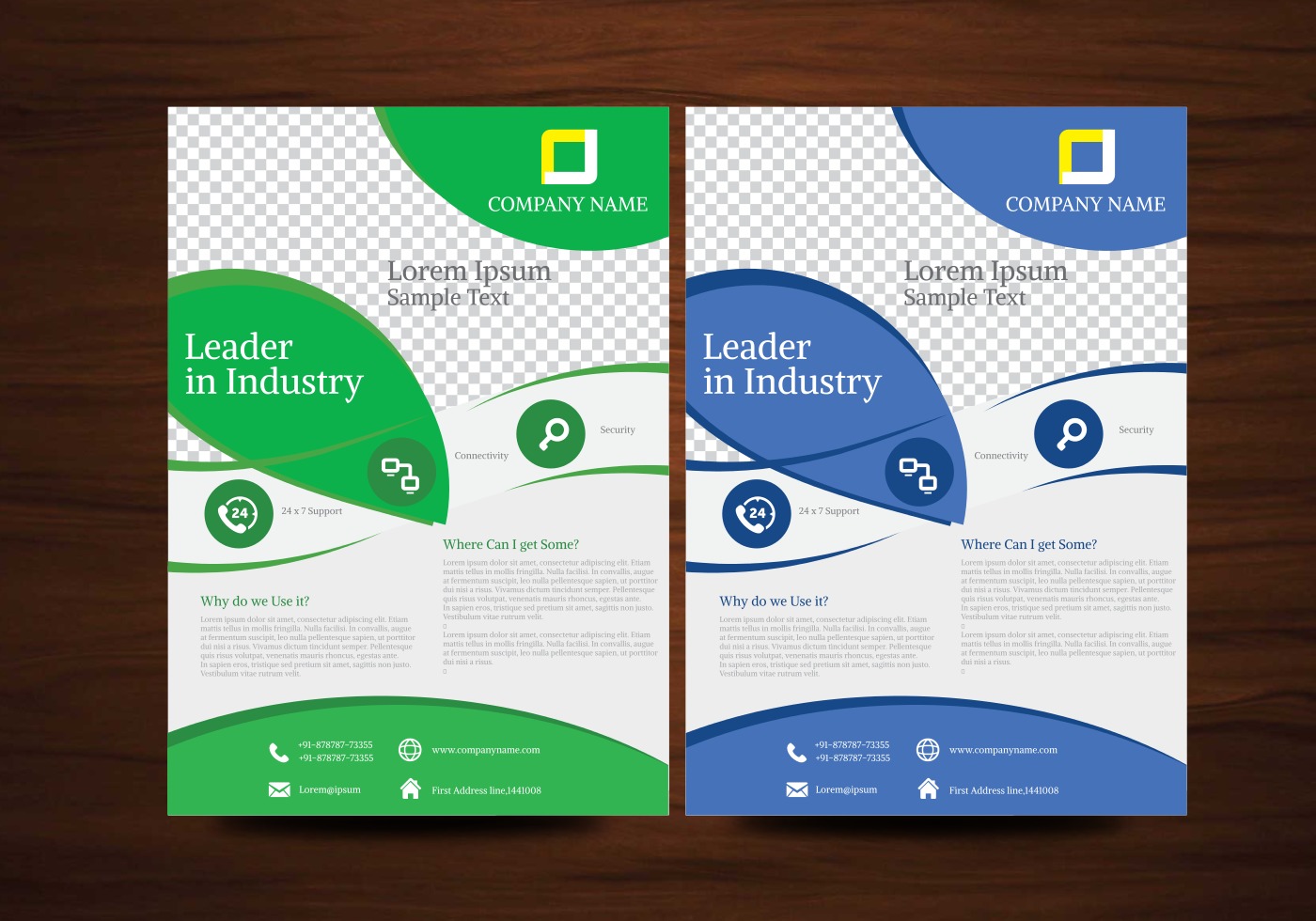 Blue and Green Vector Brochure Flyer Design Template ...