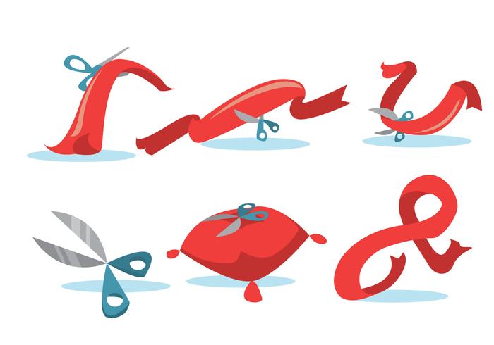 Ribbon Cutting Vector Set Ribbon Cutting Vector Set