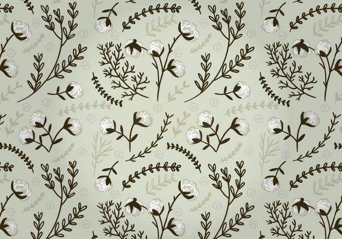 Vector Cotton Plant Pattern