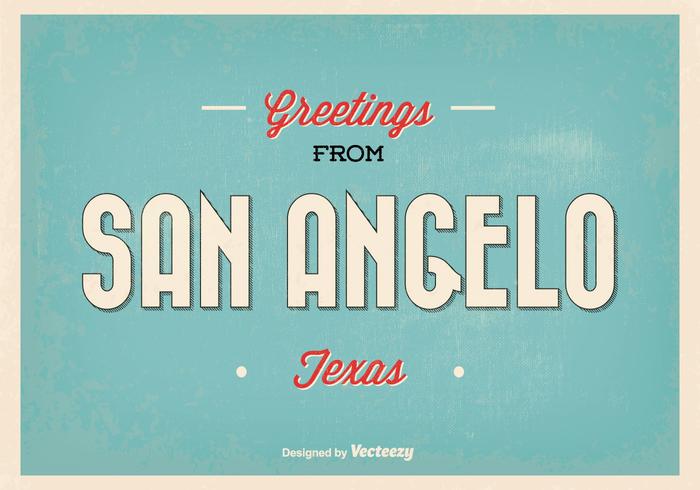 San Angelo Texas Retro Greeting Vector Illustration