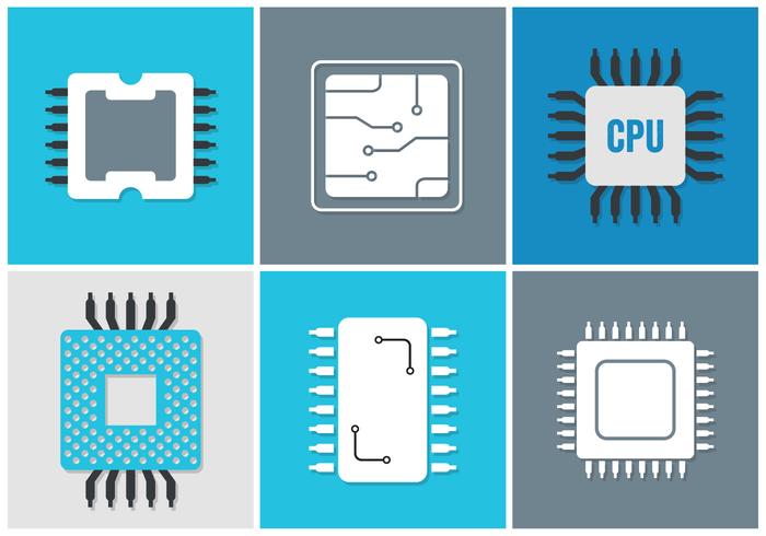 Vector Set of Various Microchips