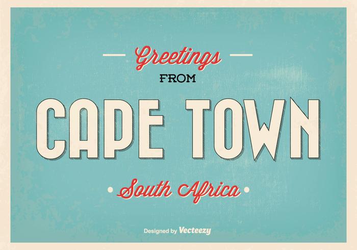 Cape Town Retro Vector Greeting Illustration