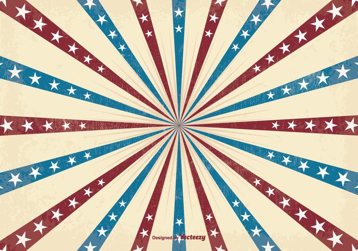 Retro Patriotic Sunburst Vector Background