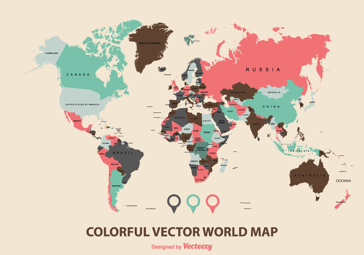 Download Colorful World Map Vector - Download Free Vectors, Clipart ...