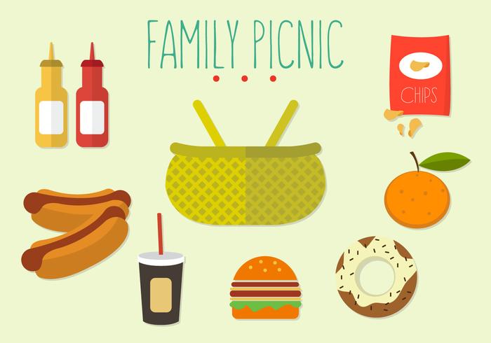 Vector conjunto de la familia de picnic