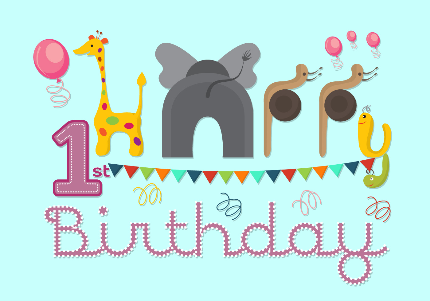 Download Vector Illustration of 1st Birthday Card - Download Free ...