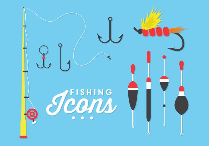 Ilustración de los iconos de pesca en vector