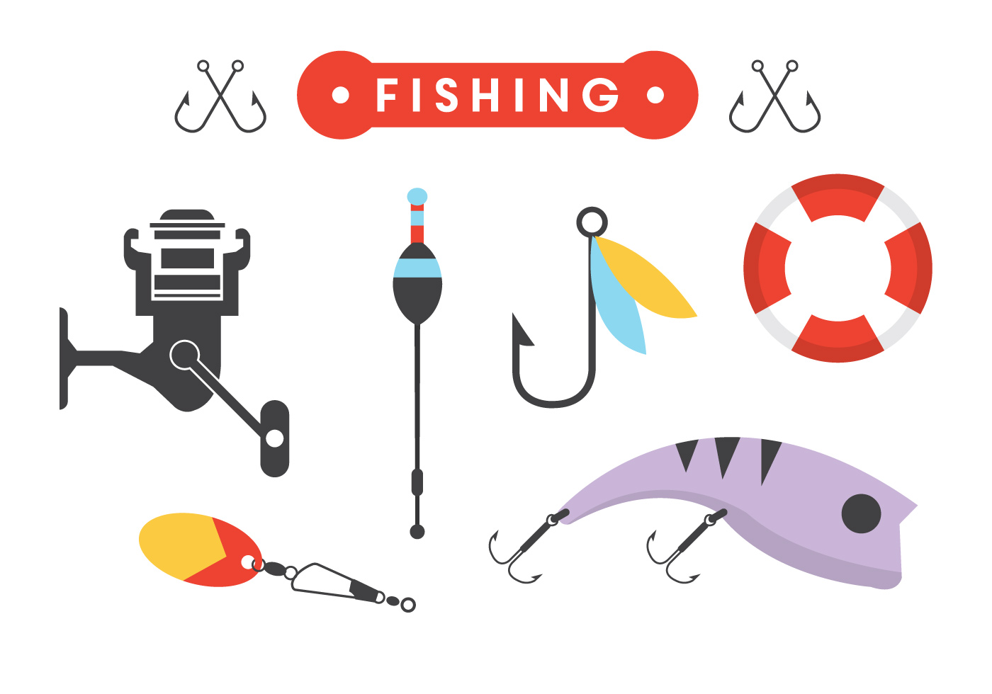 Fishing Accessories in Vector 104838 Vector Art at Vecteezy