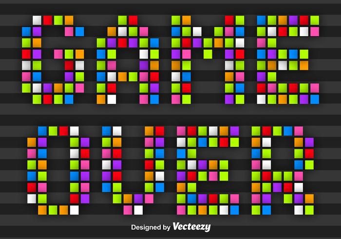 Colorful Pixel Game Over Message Vector