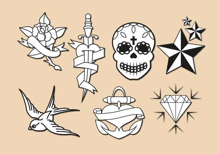 Antiguo vector del tatuaje de la escuela