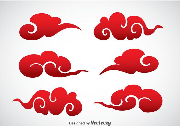 Rojo chino nubes vector