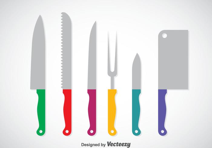 Cuchillo de cocina colorido Set Vector