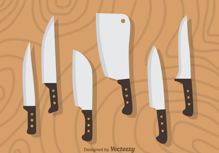 Knife Sets On Wood Vector