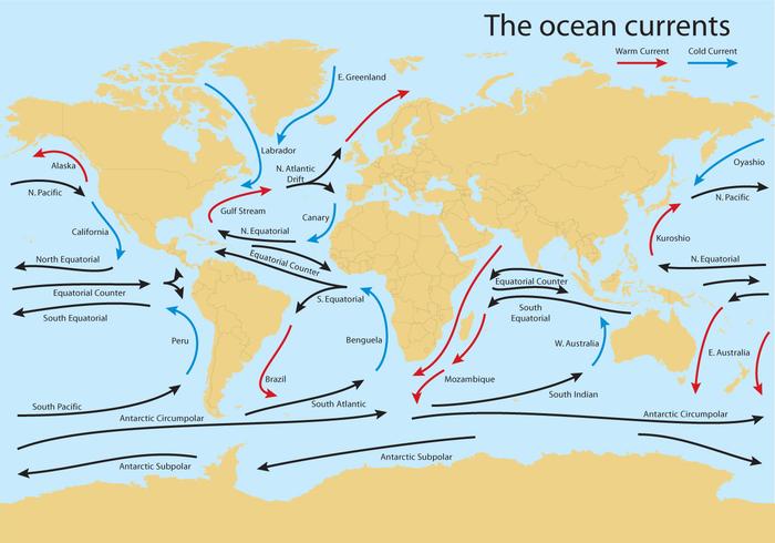 Ocean Current Worldmap Vector