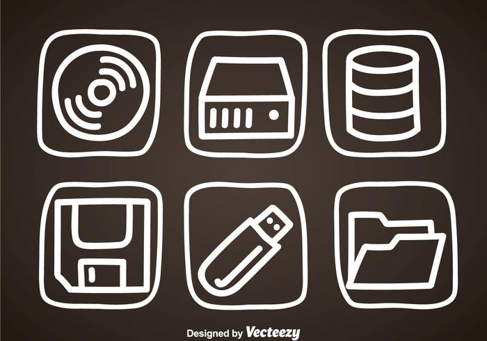 Digital Storage Hand Draw Icons vector