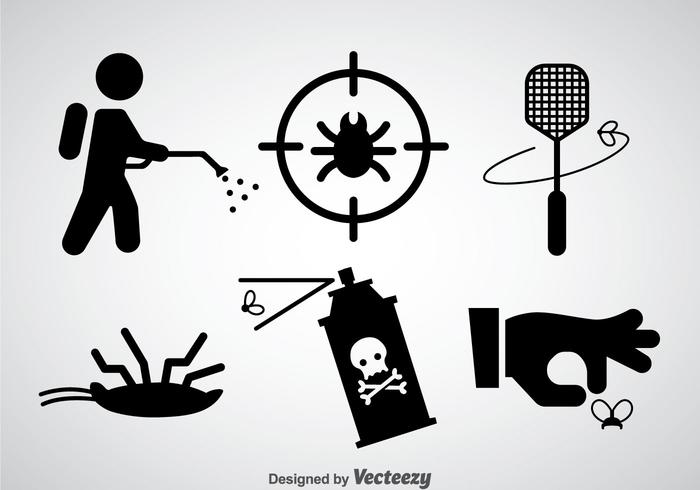 Pest Control Black Icons Vector