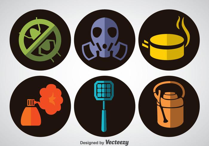 Pest Control Flat Icons Vector